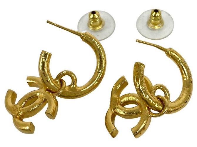 Chanel Coco Mark vergoldete Stecker-Ohrringe Golden - Ansicht 7