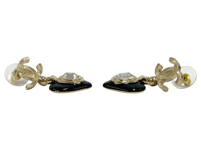 Orecchini Chanel Coco Mark Heart Bijou GP Nero D'oro - vista 4