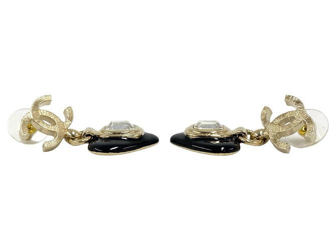 Orecchini Chanel Coco Mark Heart Bijou GP Nero D'oro - vista 5