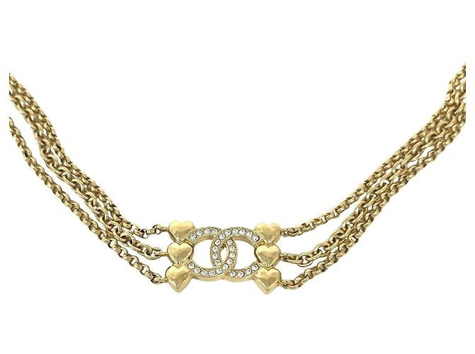 Collana Chanel Coco Mark motivo cuore placcata oro e strass D'oro - vista 4
