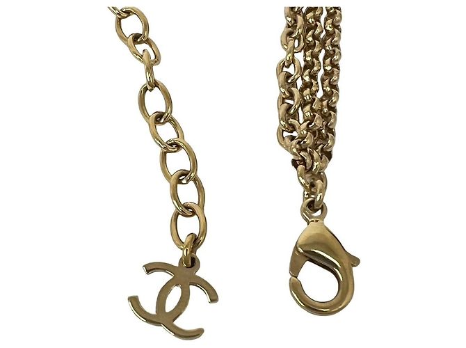 Collana Chanel Coco Mark motivo cuore placcata oro e strass D'oro - vista 5