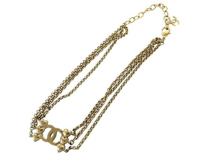 Collana Chanel Coco Mark motivo cuore placcata oro e strass D'oro - vista 6
