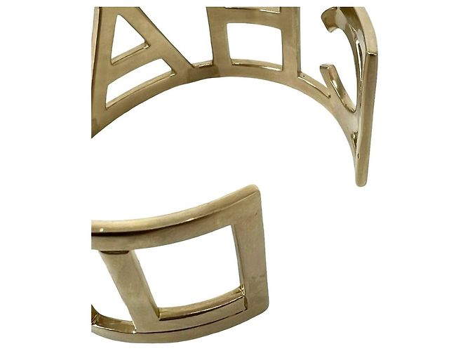 Chanel Gold Plated Logo Bangle Golden - view 4