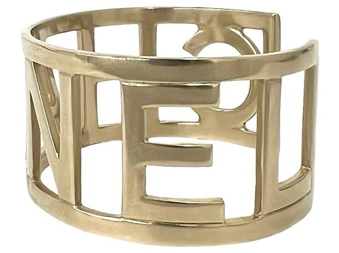 Chanel Gold Plated Logo Bangle Golden - view 5