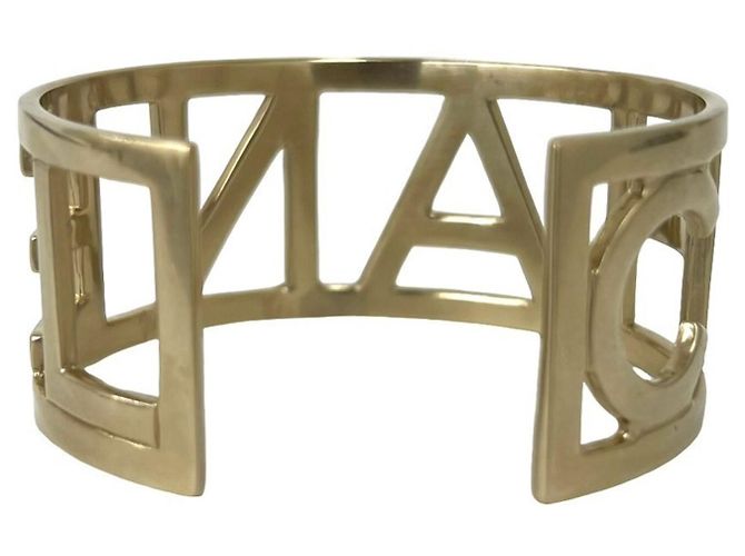 Chanel Gold Plated Logo Bangle Golden - view 7
