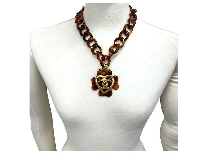 Collana a catena CHANEL Coco Mark tartarugato Marrone D'oro - vista 2