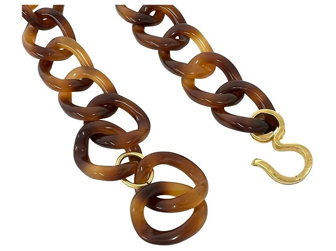 Collana a catena CHANEL Coco Mark tartarugato Marrone D'oro - vista 5