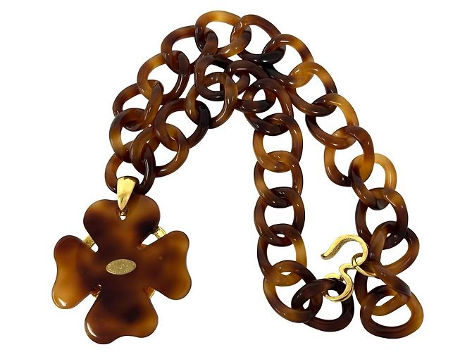 Collana a catena CHANEL Coco Mark tartarugato Marrone D'oro - vista 6