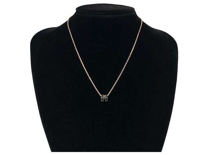 Hermès Collar Hermes Mini Pop H Negro Dorado - vista 2