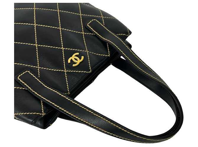 Borsa e Tote Chanel Wild Stitch Coco Mark in pelle Nero - vista 4