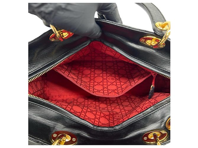 Borsa tote Christian Dior Lady Cannage in pelle - vista 10