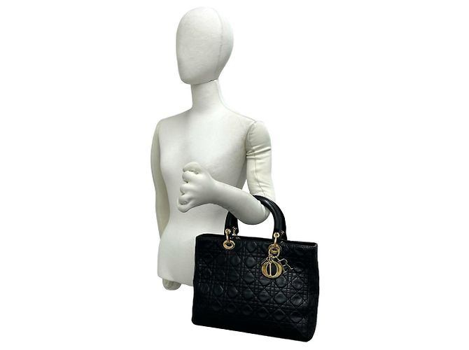 Borsa tote Christian Dior Lady Cannage in pelle - vista 2