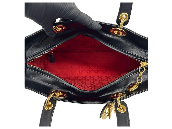 Borsa tote Christian Dior Lady Cannage in pelle - vista 9