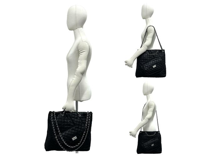 Chanel 2.55 gesteppte Leder-Schultertasche Schwarz - Ansicht 2
