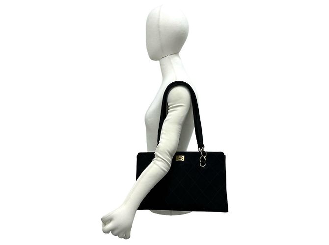 Borsa Tote a catena in pelle scamosciata Chanel Coco Mark Nero - vista 2