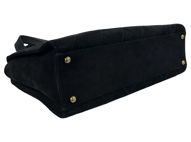 Borsa Tote a catena in pelle scamosciata Chanel Coco Mark Nero - vista 7
