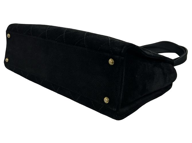 Borsa Tote a catena in pelle scamosciata Chanel Coco Mark Nero - vista 8