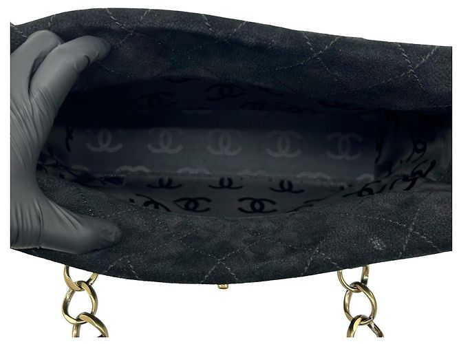 Borsa Tote a catena in pelle scamosciata Chanel Coco Mark Nero - vista 9