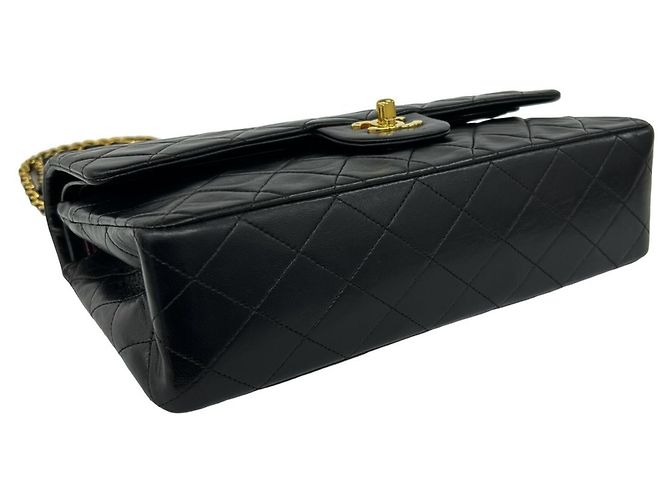 Chanel Vintage Matelassé Coco Mark Schultertasche aus Lammleder Schwarz - Ansicht 7