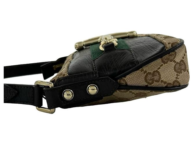 Gucci Sherry Line Handtasche mit Horsebit-Hardware Braun Rot Grün - Ansicht 5