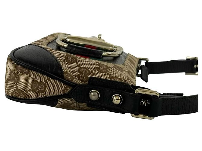 Gucci Sherry Line Handtasche mit Horsebit-Hardware Braun Rot Grün - Ansicht 6