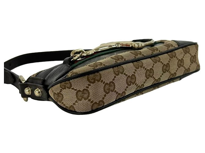 Gucci Sherry Line Handtasche mit Horsebit-Hardware Braun Rot Grün - Ansicht 7