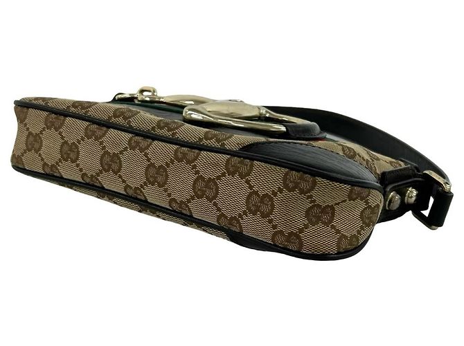 Gucci Sherry Line Handtasche mit Horsebit-Hardware Braun Rot Grün - Ansicht 8