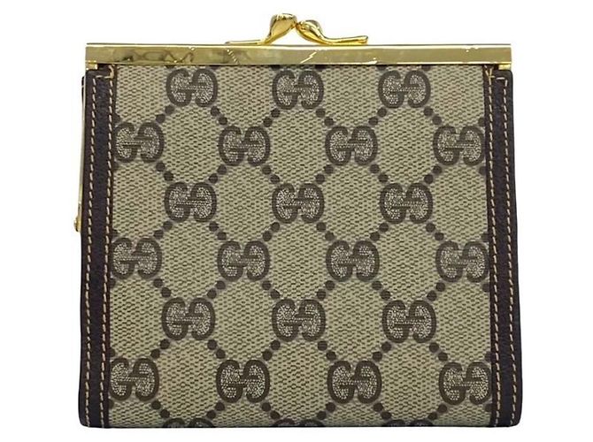 Cartera tri-fold de cuero GUCCI Old GG Logo Pattern Castaño - vista 2