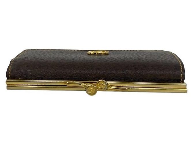 Cartera tri-fold de cuero GUCCI Old GG Logo Pattern Castaño - vista 3