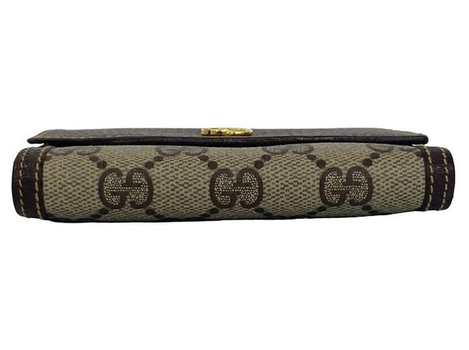 Cartera tri-fold de cuero GUCCI Old GG Logo Pattern Castaño - vista 6