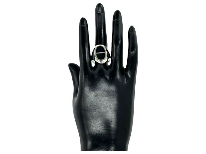 Ring Anello Hermès Verso Argento Nero - vista 2