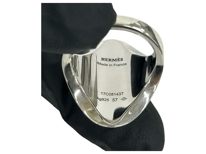 Ring Anello Hermès Verso Argento Nero - vista 3