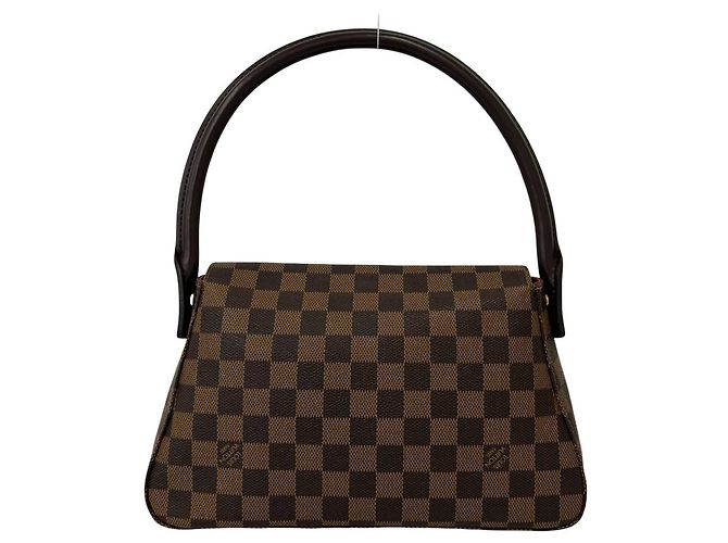 Borsa a mano Louis Vuitton Mini Looping Damier in pelle Marrone - vista 3