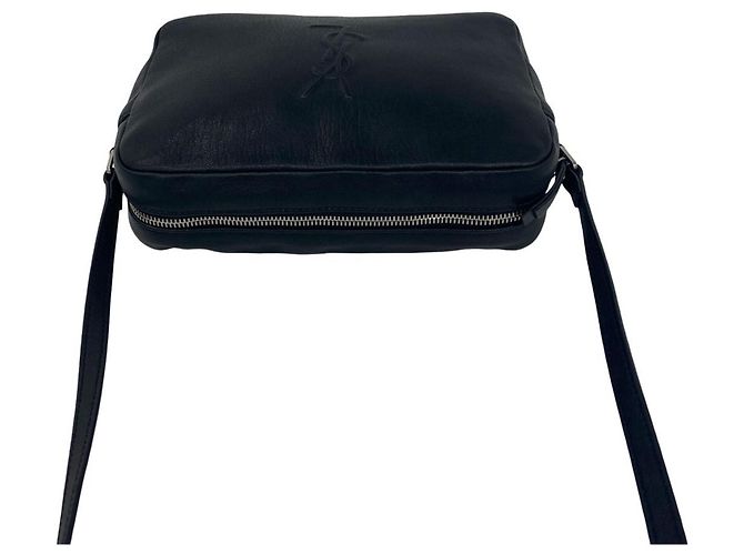 Borsa a tracolla in pelle nera Yves Saint Laurent YSL Cassandra Logo - vista 4