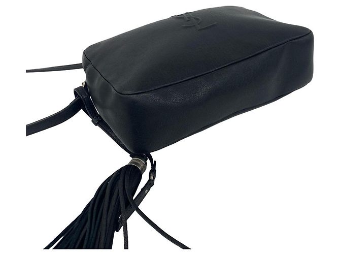 Borsa a tracolla in pelle nera Yves Saint Laurent YSL Cassandra Logo - vista 7