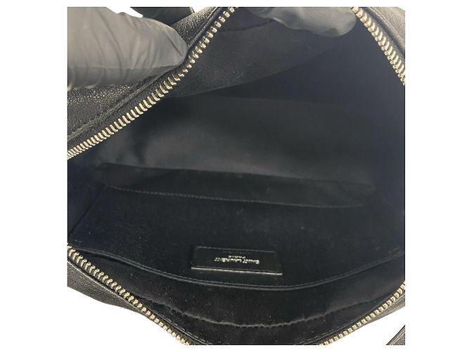 Borsa a tracolla in pelle nera Yves Saint Laurent YSL Cassandra Logo - vista 9
