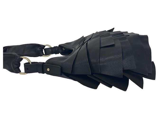 Borsa a tracolla in pelle Hobo Saint-Tropez Yves Saint Laurent Nero - vista 5