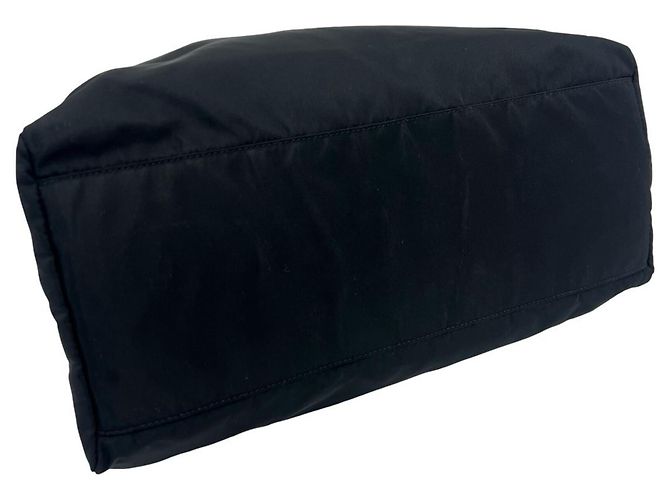 Tote Bolso de mano Prada en nylon Tessuto Pocono con placa de logo triangular Negro - vista 7