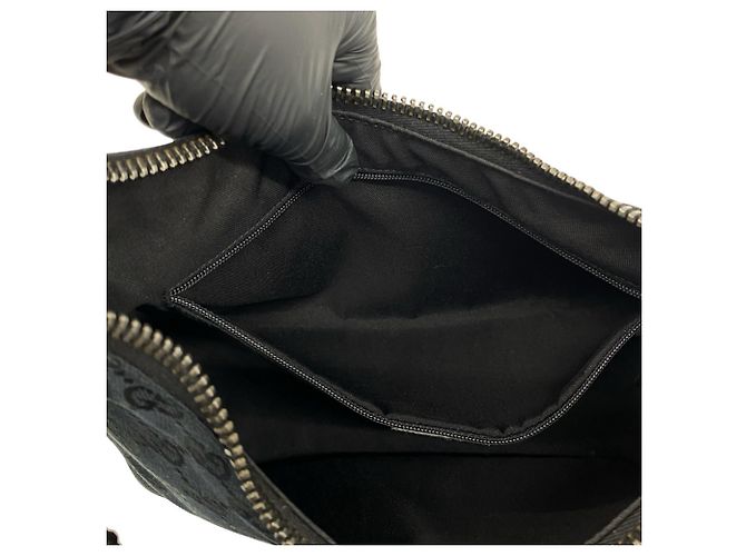 Bolsa de couro e lona com padrão GG Logo Gucci - vista 10