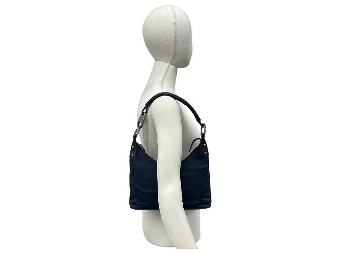 Bolsa de couro e lona com padrão GG Logo Gucci - vista 2