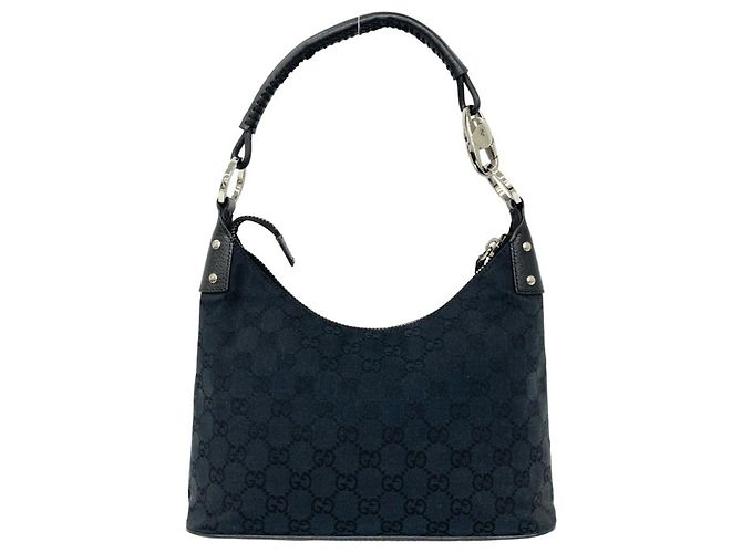 Bolsa de couro e lona com padrão GG Logo Gucci - vista 3
