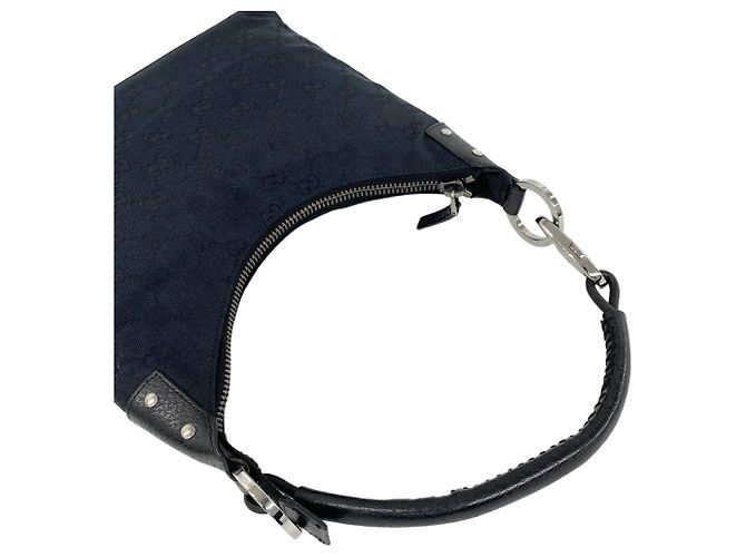 Bolsa de couro e lona com padrão GG Logo Gucci - vista 4
