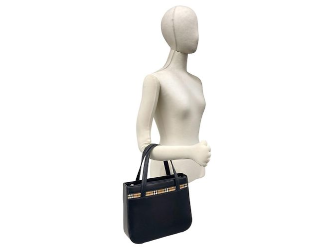 Burberry Vintage Logo Handtasche Schwarz Beige - Ansicht 2