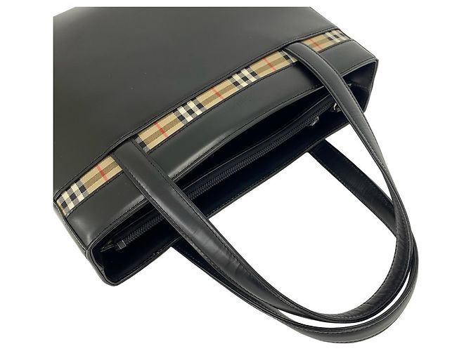 Burberry Vintage Logo Handtasche Schwarz Beige - Ansicht 4