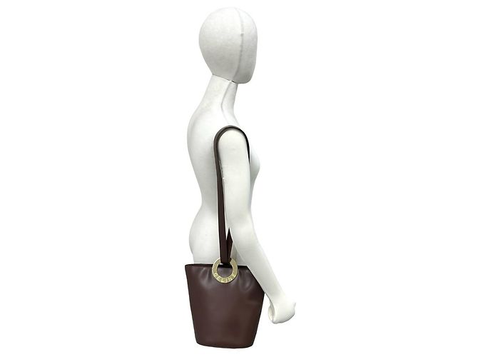 Céline Celine Vintage Circle Logo Hardware Leather Shoulder Tote Bag Brown - view 2