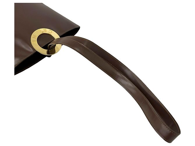 Céline Celine Vintage Circle Logo Hardware Leather Shoulder Tote Bag Brown - view 4