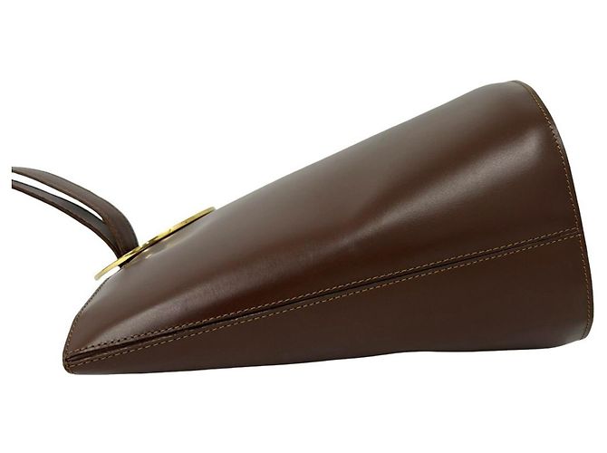 Céline Celine Vintage Circle Logo Hardware Leather Shoulder Tote Bag Brown - view 5
