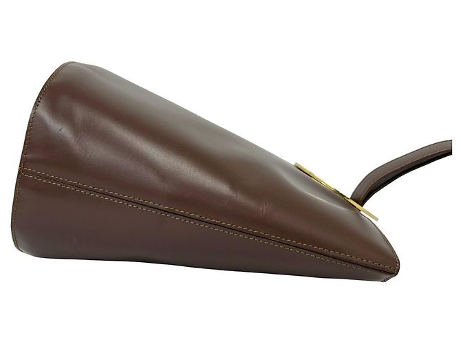 Céline Celine Vintage Circle Logo Hardware Leather Shoulder Tote Bag Brown - view 6