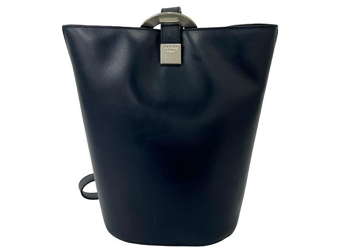 Céline Celine Vintage Circle Logo Hardware Leather Bag Navy blue - view 3