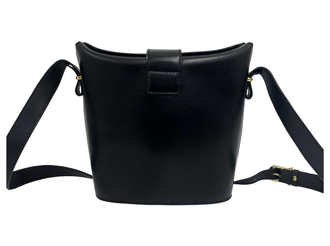Céline Bolsa de Ombro Celine em Couro de Bezerro com Logotipo Vintage e Ferragens em Anel Preto - vista 3
